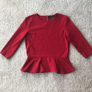 LIKE NEW. Lauren Ralph Lauren Red Peplum Top.